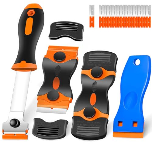 4er-Pack Ceranfeldschaber - Ihr Zuverlässiger Schaber für Küche und Haushalt, Glasschaber für Fenster mit 40 Rasierklingen aus Metall und Kunststoff, Reinigen Backofen,Aufklebern,Ceranfeld (Schaber)