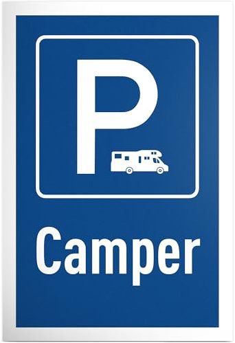 DankeDir! Parkplatz Camper - 30 x 20 cm Schild Kunststoff mit Wohnmobil Icon - Geschenkidee für Campingfans - Stellplatz Hinweisschild - Lustige Deko für Wohnmobil und Caravan