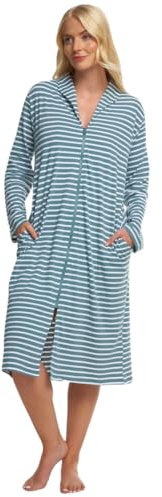 Suzy & Me Damen-Bademantel aus 100 % Baumwolle mit Reißverschluss, graugrün, 22-24