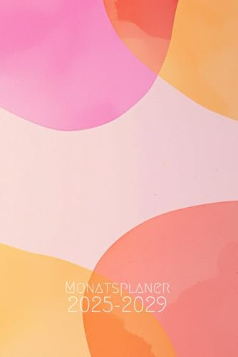 5 Jahres Kalender 2025-2029: Monatsplaner, ein Monat auf zwei Seiten, von Januar 2025 bis Dezember 2029.