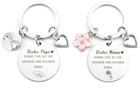 Mama und Papa Geschenke Weihnachtsgeschenke für Eltern Vatertagsgeschenk für Papa Muttertagsgeschenk für Mama Schlüsselanhänger Mama Papa Geschenk für Eltern Beste Mama Geschenk Bester Papa Geschenk