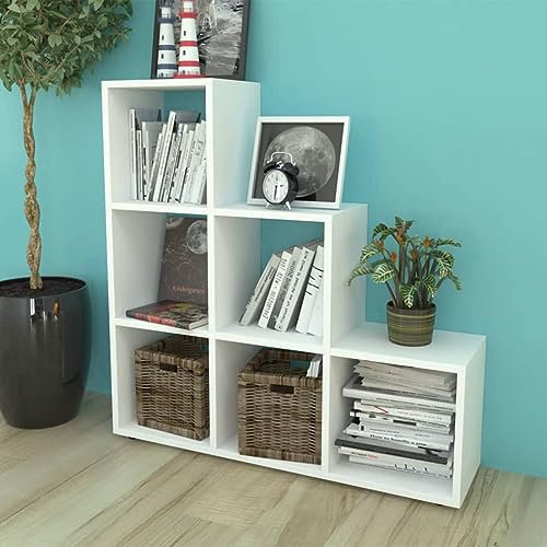 ShGaxin Treppenregal Bücherregal 107 cm Weiß, Bookshelf, Regalbrett, Book Shelf, Bücher Regal, Deko Regal Wohnzimmer, Standregal,