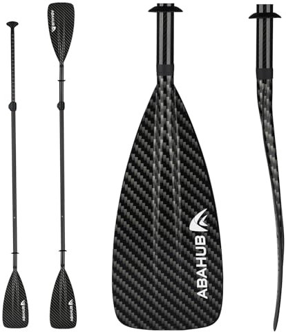 Abahub 4 teilige Carbon SUP/Kajak Paddel, verstellbares Stand Up Paddleboard, Leichter Carbonschaft, mit Carbonmuster der Paddelblatt 3k Kunststoffklinge