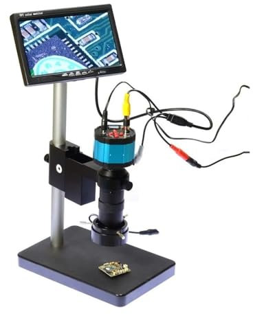 Microscope 2.0MP HD 2 in 1 Industrial Microscope Camera with Stand Base and 7 LCD Monitor Electron Microscope Kits