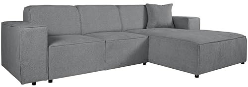 BEAUTY SOFA Pedro Ecksofa, Breite 267 cm, L Rechts, Raven 13, Grau, Minimalistisches Design, Freistehend, Hochwertige Polsterung