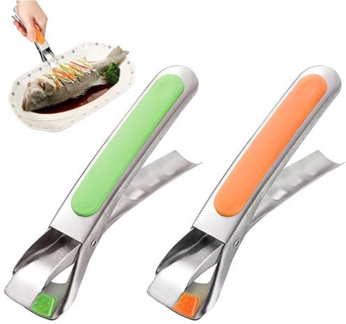 RYMAUP 2 unidades de pinzas de silicona para freidora de aire, pinzas de acero inoxidable, agarraderas anti-calor, pinzas antideslizantes, para platos calientes, bandejas, cuencos, utensilios de