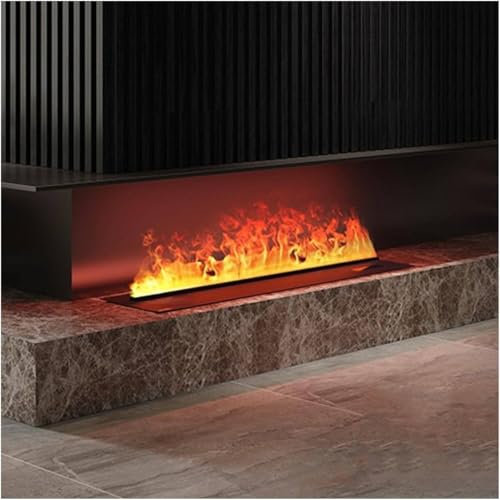 YMAOMAO Chimenea eléctrica empotrada de Vapor de Agua con Llama Realista, ultradelgada y silenciosa, Panel de Control táctil con Control Remoto,100cm/39.3in