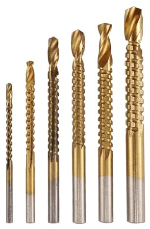 Pesfehhy 6Pcs Titanium Drill Saw Bit Set, HSS Serrated Bit Hole Drilling, 3-8mm Carpenter Hacksaw Drill Bits Kit