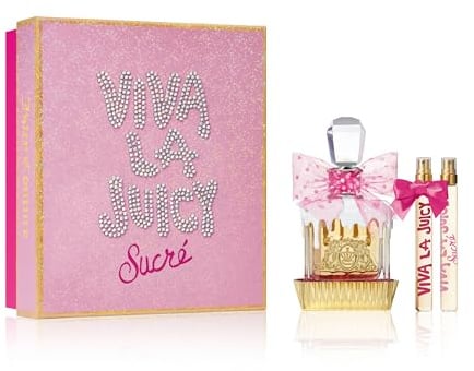 Juicy Couture – Viva La Juicy Sucré 3-teiliges Set, Gourmand-Duft mit süßem Amber, Mandarinen & Vanille, Unwiderstehliches Eau de Parfum für Damen, Langanhaltende Damendüfte für das Viva-Girl