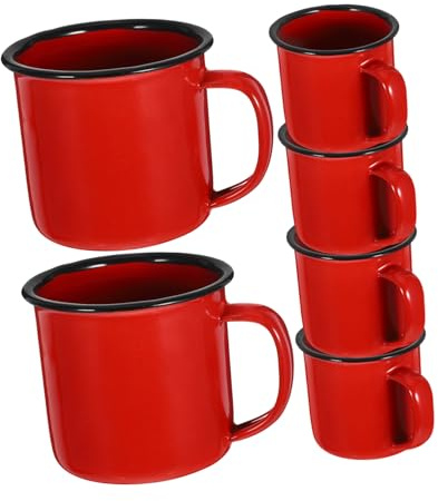 Sosoport Tazza Smaltata Vintage 6 Pezzi Piccola Tazza Colorata in Metallo Design Retrò Leggera e Infrangibile o