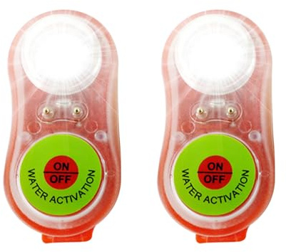 Lot de 2 voyants LED pour gilet de sauvetage - Indicateur de position marine - Type Jhyd-I - Lumière stroboscopique de sécurité ultra lumineuse - Se fixe facilement au gilet de sauvetage, veste pour