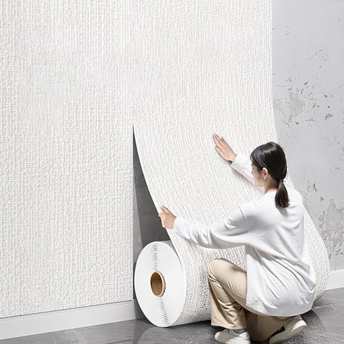 Générique Papier Peint Isolant Thermique pour Murs Intérieurs, Mousse de 5 Mm, Autocollant, Imperméable, Résistant À L'humidité et Offrant Une Isolation Thermique,Blanc,L10m W50cm
