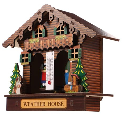Alasum Stazione Meteo da Parete con Barometro in Legno e Termometro per Casa, Ufficio e Garage, Misuratore Clima Interno con Igrometro Integrato, Design Elegante, Alta Precisione
