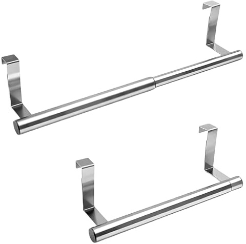 2Pcs Radiator Towel Rail, Extendable Towel Rail, Silver Finish Towel Holder for Bathroom Storage, Versatile Towel Rack for Space Saving Organisation