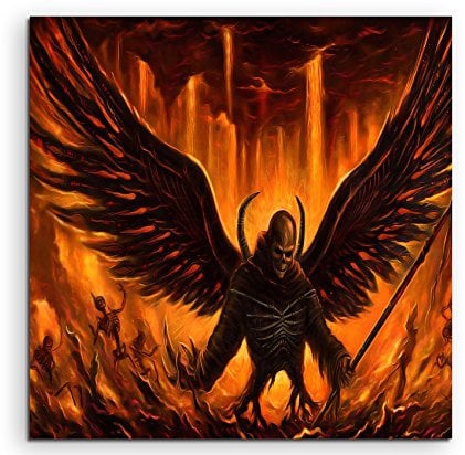 Satan Wings Leinwandbild in 60x60cm Made in Germany! Preiswerter fertig gerahmter Kunst-Druck zum Aufhängen - tolles und einzigartiges Motiv. Kein Poster oder Plakat!