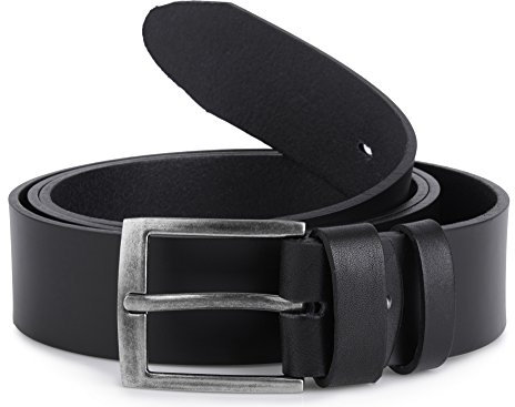 Ladeheid Herren Gürtel Ledergürtel Überlänge L11(Schwarz-2 (4 cm), 130 cm x 4 cm (Gesamtlänge 147,5 cm))