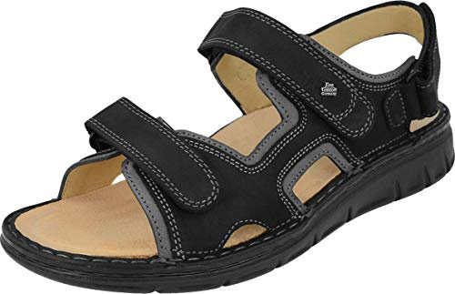Finn Comfort Herren Trekkingsandalen Wanaka-S Sandale Leder-/Textilkombination Wandern Bequem Outdoor Uni schwarz Klettverschluss Sommer