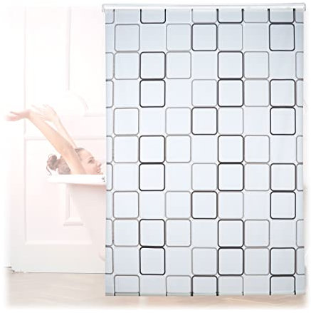 Relaxdays Duschrollo Square, wasserabweisend, Retro Badrollo Wanne u. Dusche, Deckenmontage, 160x240cm, semitransparent