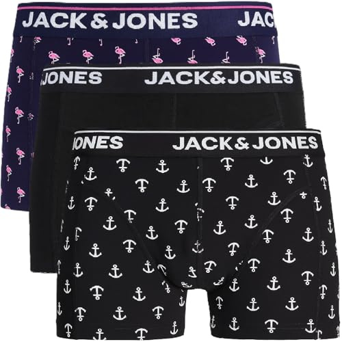 JACK & JONES Boxershorts 3er Pack Herren Trunks Shorts Baumwoll Mix Unterhose bi.s99 (L, Mehrfarbig @20)