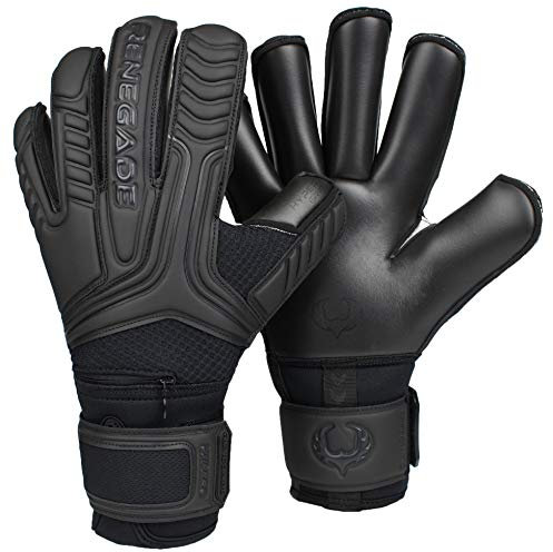 Renegade GK Vulcan Onyx Torwarthandschuhe Mit Pro-Tek Finger Schutz | 3.5+3mm Hyper Grip & 4mm Duratek | Schwarz Torwart Handschuhe (Größe 9, Jugend-Erwachsener, Roll Cut, Level 3)