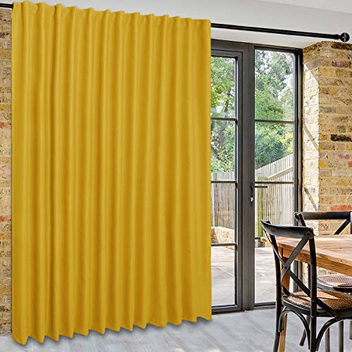 DWCN Schiebetürvorhänge für Glastür, Raumteiler, verdunkelnd, Thermo-Verdunkelung, mit Hinterlasche und Tasche für Trennstange, für Schlafzimmer, Gelb, 100 x 96 cm