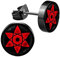 CHICNET Edelstahl Ohrstecker schwarz 8mm rot Sharingan Auge Anime Manga Ohr Schmuck Chirurgenstahl Unisex Männer Damen Herren Sasuke