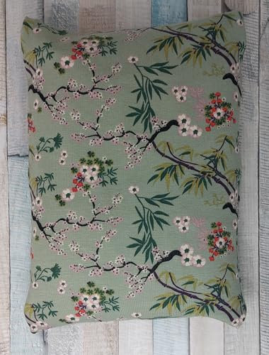 Cuscino alle erbe aromatiche con 8 diverse erbe curative come luppolo, melissa, finocchio, menta, petali di rosa, lavanda, ysop, quendel, rivestimento lavabile, motivo 254 (fiori verdi) ca. 20 x 24 cm