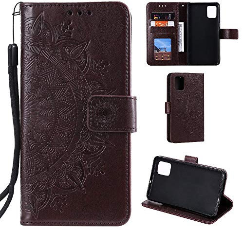 CoverKingz Schutzhülle kompatibel mit Xiaomi Mi 11i/Poco F3 - Handycover mit Kartenfach Schutztasche Wallet - Flip Case klappbar Motiv Mandala Braun