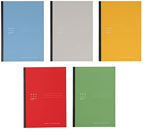 Hobonichi Notebook Semi-B5 Pre-Dotted, 7mm Ruled, 30 Sheets -60 Pages (5 Notebooks in One Set) -Easier one Eyes, Easier to Concentrate