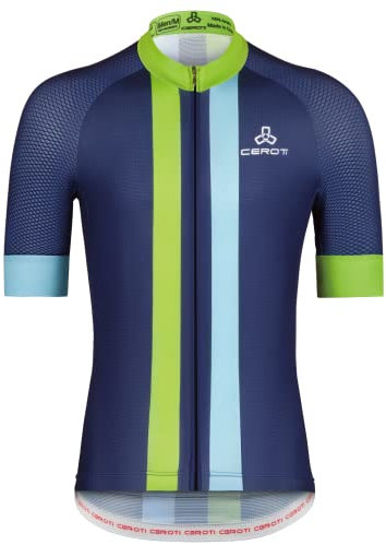 CEROTIPOLAR Snug Fit Men AirCool Cycling Jersey Bike Shirts UPF50+,PRO Dry Fit Light Weight Fabric, Elite Snug Fit/Ace Racing Level/Navy Blue-2, XXL