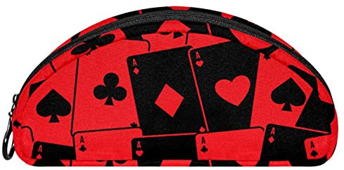 Mäppchen Spielkarten Rot Schwarz Weicher Reißverschluss-Bleistift-Organizer, Make-Up-Taschen