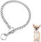 Carreuty Metal Dog Chain Collar, Durable Thick Choke Collar for Pet Outdoor Training Walking, Puppy Adjustable Chain Collar Silver Metal Necklace S Length 40cm Diameter 2.0mm