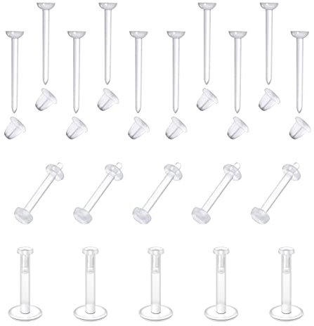 LAURITAMI 20stk Klar Ohrstecker Plastik Retainers Acryl Bioflex Flexible Ohr Lobe Tragus Piercing 20G 16G