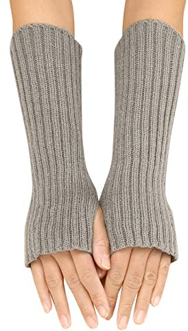 Winter Gestrickte Handschuhe für Damen Lang Handwärmer Stulpen Fingerlose Armstulpen Warm Strick Handschuhe Armwärmer Stulpen für Damen Pluswärmer Fingerlose Halbfinger Handschuhe (GY1, One Size)