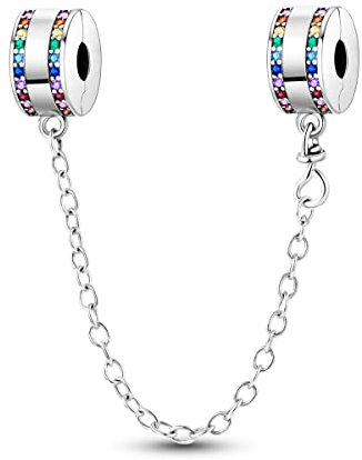MULA Catena di Sicurezza in Argento 925 per Charms Bracciali Ciondoli Perline Gatto Carino Regalo per Donne Ragazze