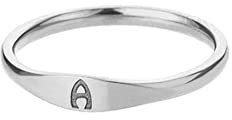HIJONES Damen Edelstahl Ring mit Buchstaben Siegelring Alphabet Initialenring Stapelbares Einfaches Statement Ehering Silber A Größe 54