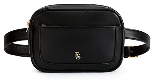 ECOSUSI Gürteltasche Mode Gürteltasche PU Leder Gürteltasche Damen Leder Gürteltasche Damen Mode Elegant Gürteltasche Schulter Messenger Brusttasche Verstellbarer Riemen Mode Gürteltasche Für Schwarz