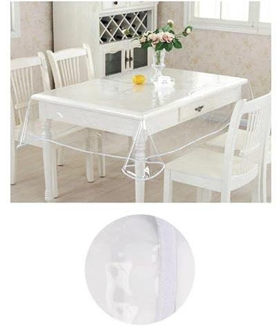 A2ZWORLD Tischdecke aus PVC, transparent, laminierte Tischdecke, wasserdicht, rechteckig oder rund, Schutzfolie aus PVC waschbar (rechteckig 120 x 140 cm)