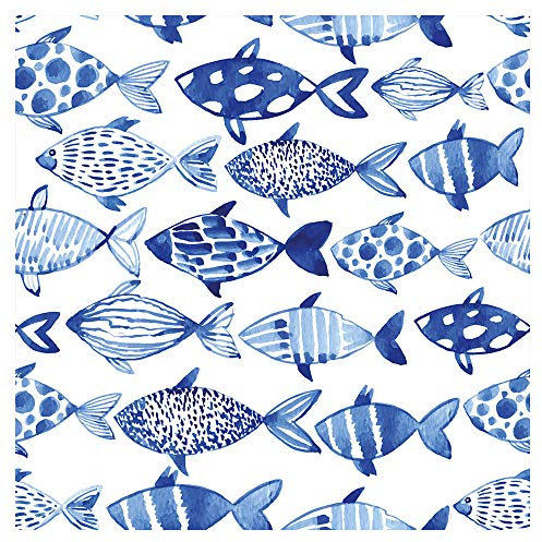 murando PREMIUM Vlies Tapete Fische - Deko Panel Fototapete Wanddeko 10 m Tapetenrolle Mustertapete Wandtapete modern design Dekoration - blau weiß g-B-0082-j-a