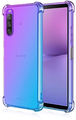 EASSGU TPU Silikon Handyhülle für Smartphone, Compatible with Sony Xperia 10 V (6.1 Inches), Durchsichtig Farbverlauf Case, Anti Drop und Anti Scratch Schutzhülle - Blau Lila