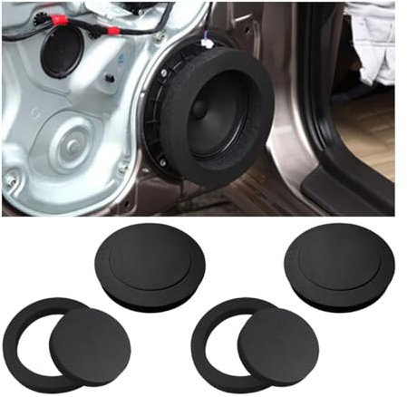 Osilly 4 Pcs 6.5 Foam Speaker Enhancer, Car Door Foam Speaker Rings Blocker, Self Adhesive Soundproof Sponge Kit, Bass Blocker Pad with High Rebound for Stereo Audio Speaker
