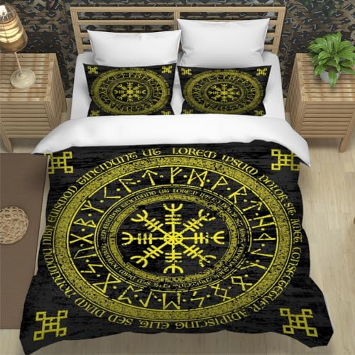 WIKINGER Bettwäsche 135x200 cm 4teilig Jungen 100% Mikrofaser Sommer Weiche Winter Warm Kinder Bettbezüge mit Reißverschluss 3D Bettbezug mit 2 Kissenbezüge 80x80 cm