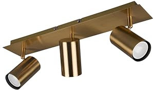 lightling modern Spotbalken Julie, 3-flammige Deckenlampe drehbar und schwenkbar, Deckenspot Spot Strahler Spotleiste, altmessing Metall, 3 x GU10 max. 35W, Länge 48 cm