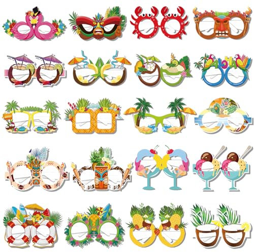 Lets Joy 20 Paar Lustige Party Brillen, Hawaiian Tropical Brillen, Luau Party Brille, Neuheit Partybrille, Mexikanischen Hawaiian Brillen Zubehör Sommerparty Photo Booth Dekoration