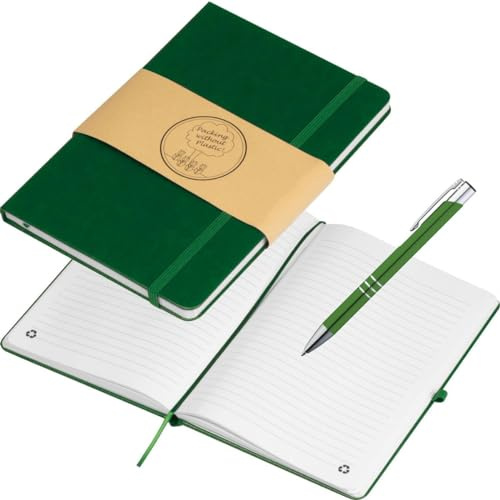Notizbuch / Cover aus recyceltem PU / DIN A5 / 192 Seiten / Farbe: dunkelgrün