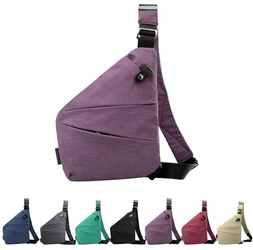 GDOKKNY Anti Theft Crossbody Bag for Women Personal Flex Travel Bag Anti-Theft Cross Body Bag Sling Chest Bag for Men (Purple)