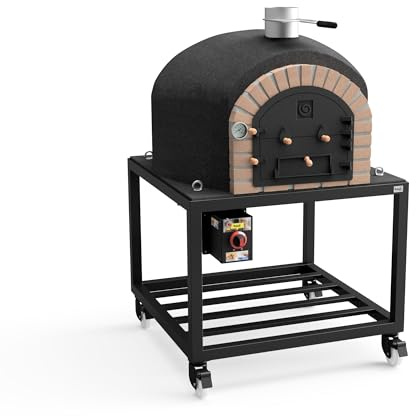 MOVELAR - Horno de Leña Exterior de Obra VESUVIUS (Negro - 120 x 120 x 165 cm) - Horno de obra para exteriores, ideal para pizzas, aislamiento térmico, 3 mantas cerámicas - REF: M00418