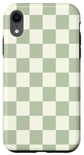 Classic Checkered Checker Checkerboard Light Sage Green Case for iPhone XR