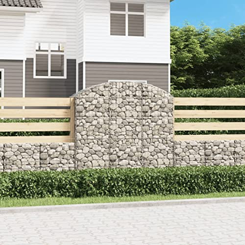 Homgoday Gabione mit Hochbogen Steinkorb Drahtkorb Gabionenwand Gabionenkorb Verstärkte Gabionen Zaun Steingabionen Gabionen Wand 150x50x140/160 cm Verzinktes Eisen