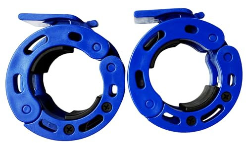 Rivotrance Clamps for 2 Inch Olympic Barbell Clips, Locking Weight Clips, Locking Weight Clips, Lockdown Weight Clamps for Weightlifting Fitness Training (Blue)